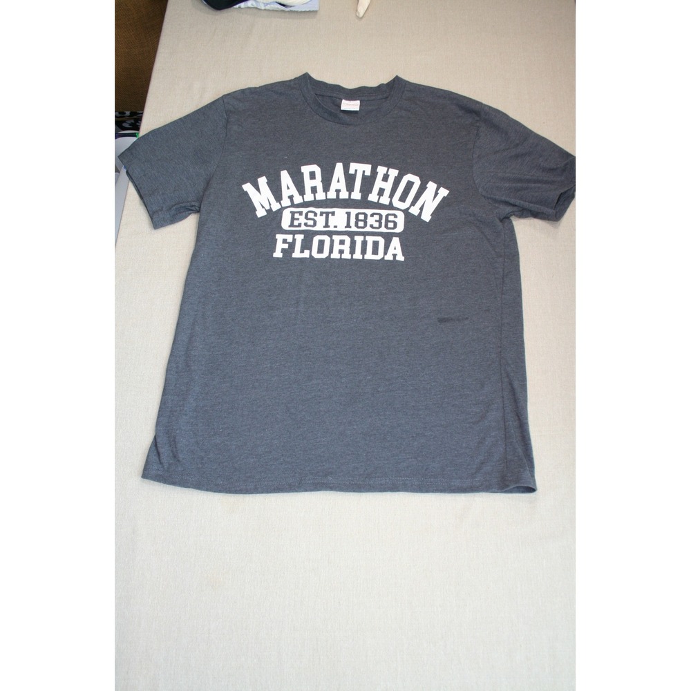 Crazy Apparel Marathon Florida Est 1836 Graphic T-Shirt Gray Mens Medium M Tee